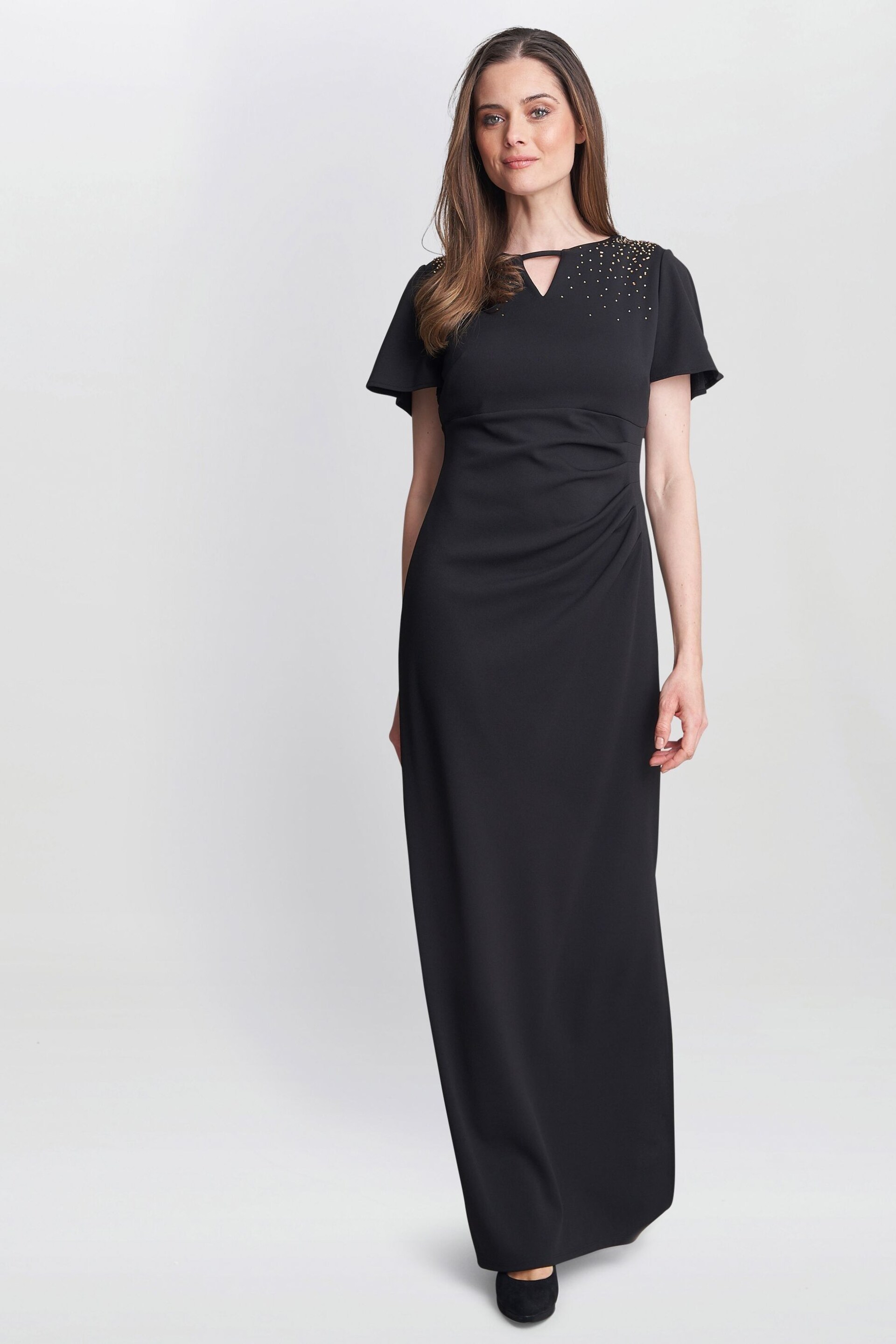 Gina Bacconi Betsy Maxi Black Dress With Keyhole Neck - Image 3 of 6