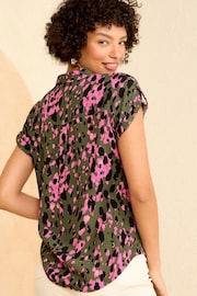 Love & Roses Khaki Green Roll Sleeve Utility Shirt - Image 3 of 4