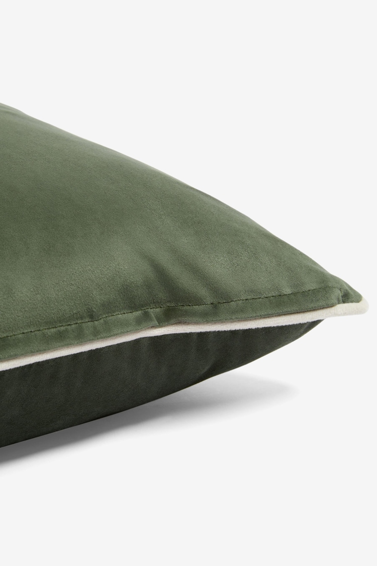 Dark Green 50 x 50cm Matte Velvet Contrast Pipe Cushion - Image 5 of 5