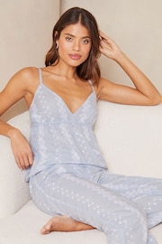 Lipsy Blue Petite Broderie Strappy Pyjamas - Image 4 of 4