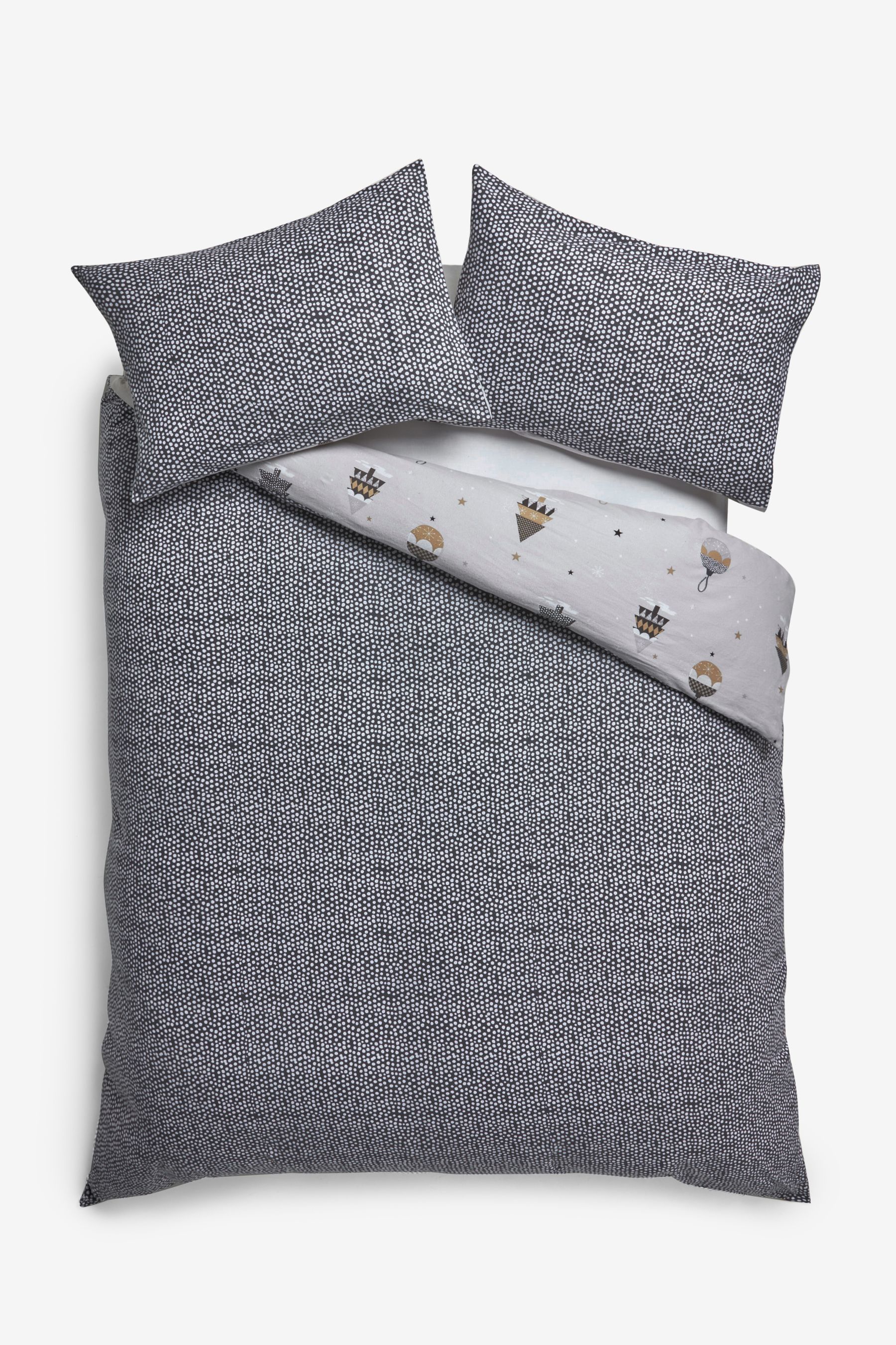 Buy Black White Bauble Brushed 100 Cotton Christmas Duvet Cover and PIllowcase Set from the Next UK online shop