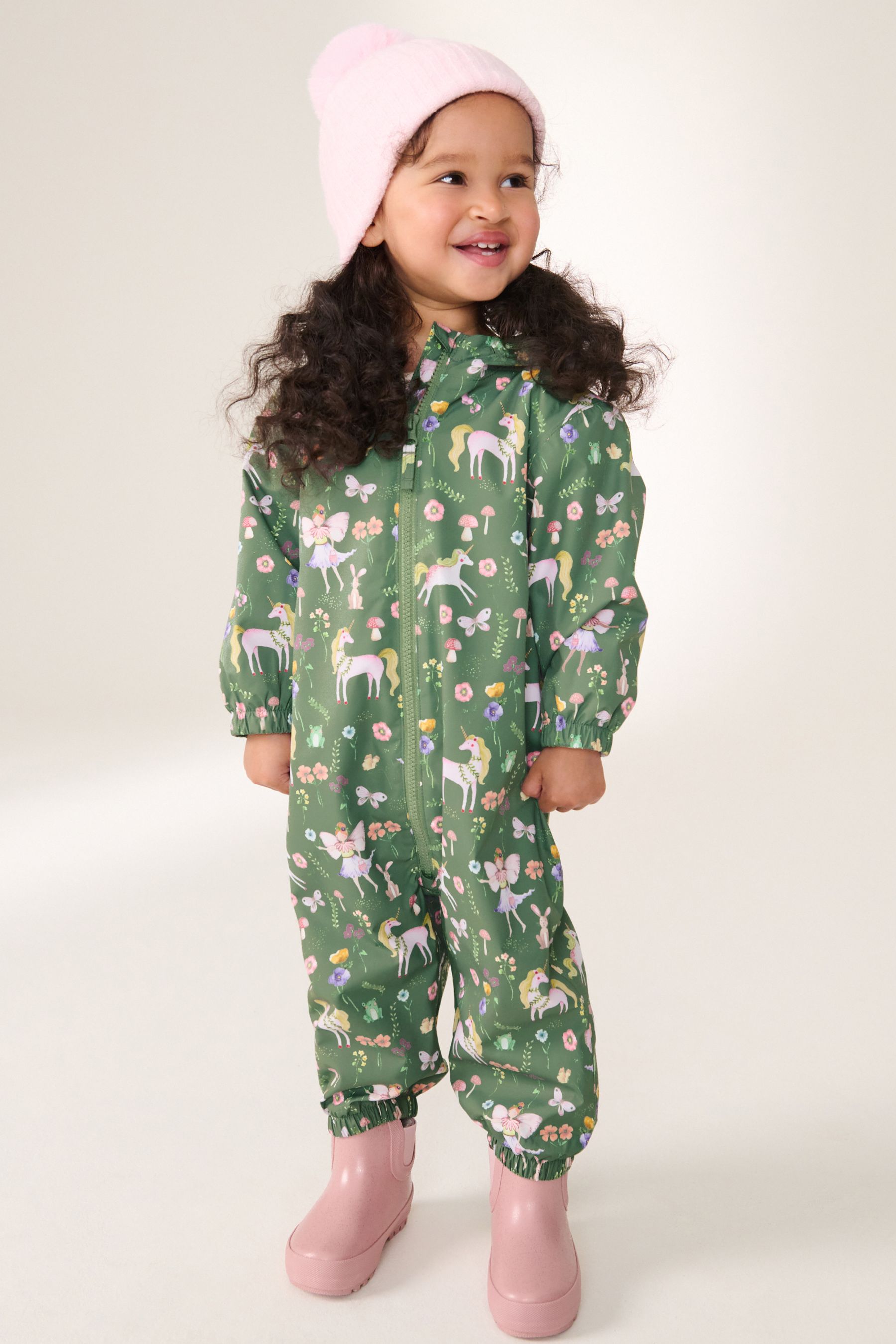 Buy Khaki Unicorn Waterproof Fleece Zip Lined Hooded Puddlesuit 3mths 7yrs from the Next UK online shop
