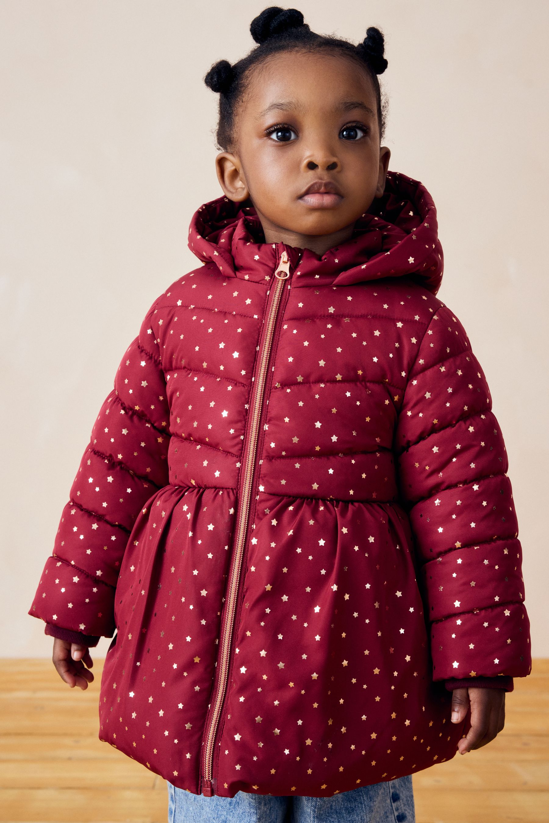 Burgundy Red Shower Resistant Foil Skirted Coat 3mths 7yrs