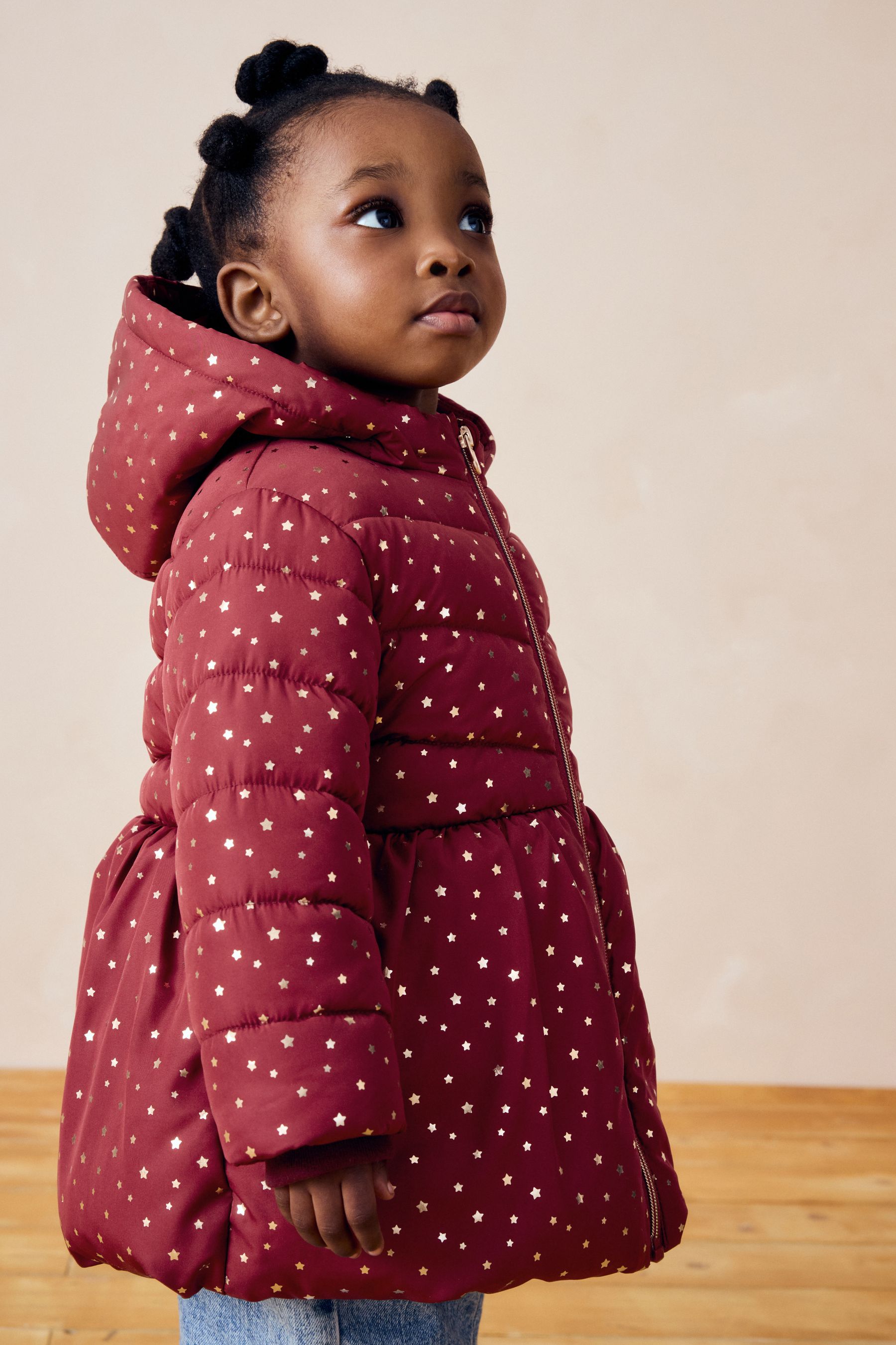 Burgundy Red Shower Resistant Foil Skirted Coat 3mths 7yrs