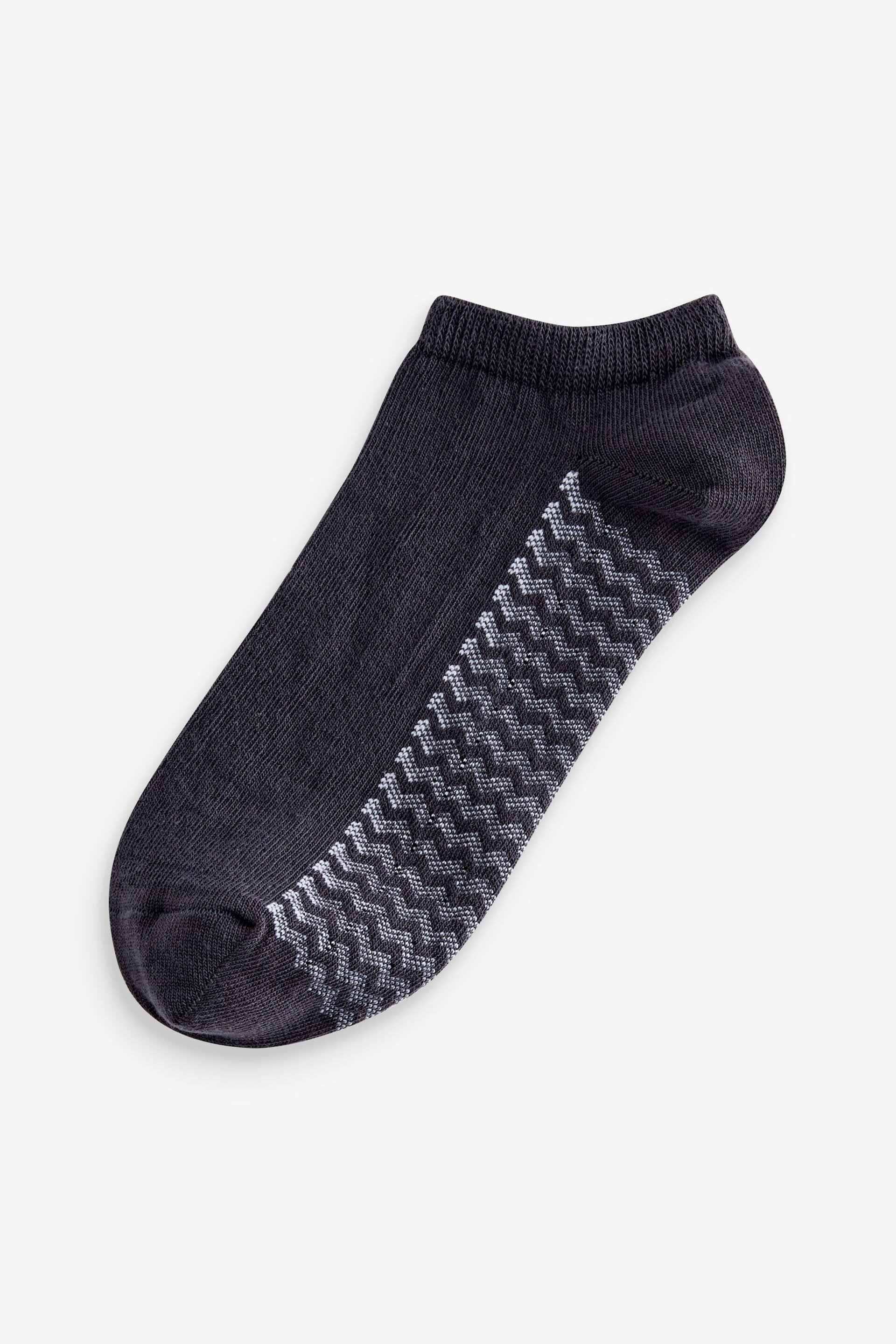 White/Grey/Black Zig Zag 6 Pack Trainer Socks - Image 5 of 9