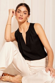 Friends Like These Black Swing Shell Vest Top with Linen - Image 1 of 4
