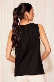 Friends Like These Black Swing Shell Vest Top with Linen - Image 4 of 4