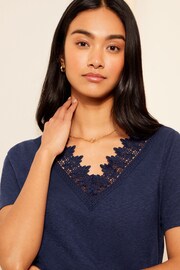 Friends Like These Blue Short Sleeve Lace V Neck Tunic - Image 2 of 4