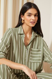 Friends Like These Khaki Green Long Sleeve Button Through Pocket Detail Shirt - Image 1 of 4