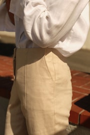 Neutral Linen Blend Cropped Capri Trousers - Image 3 of 6