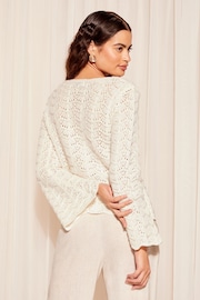 Friends Like These Ivory White Crochet Flute Sleeve Top - Image 4 of 4