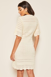 Friends Like These Ivory White V Neck Crochet Mini Dress - Image 2 of 4