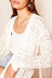 Friends Like These White Petite Crochet Maxi Cardigan - Image 2 of 4