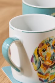 Set of 2 Teal Blue Sausage Dog Mugs - Image 2 of 3