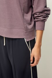 Purple Raw Hem Detail Washed Crew Neck 100% Cotton Sweatshirt - Image 5 of 7