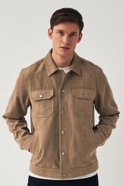 Stone Faux Suede Collared Trucker Jacket - Image 2 of 10