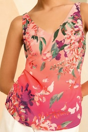 Love & Roses Pink Tropical V Neck V Back Woven Vest - Image 3 of 4