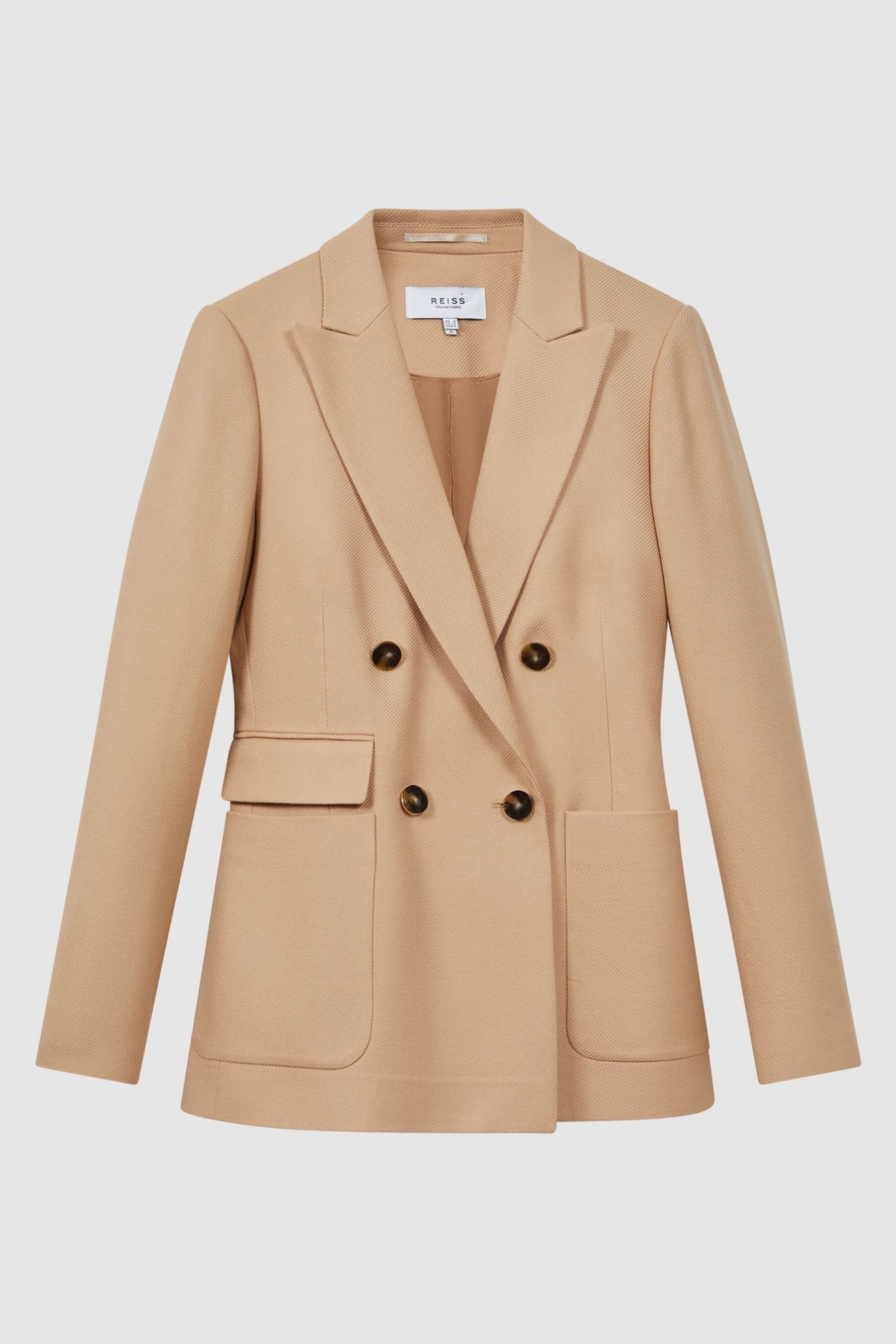 Double breasted camel blazer clearance