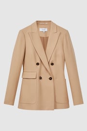 Reiss Light Camel Larsson Petite Double Breasted Twill Blazer - Image 2 of 8