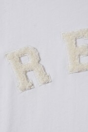Reiss White Taya Senior Textured Motif Cotton Crew Neck T-Shirt - Image 7 of 7