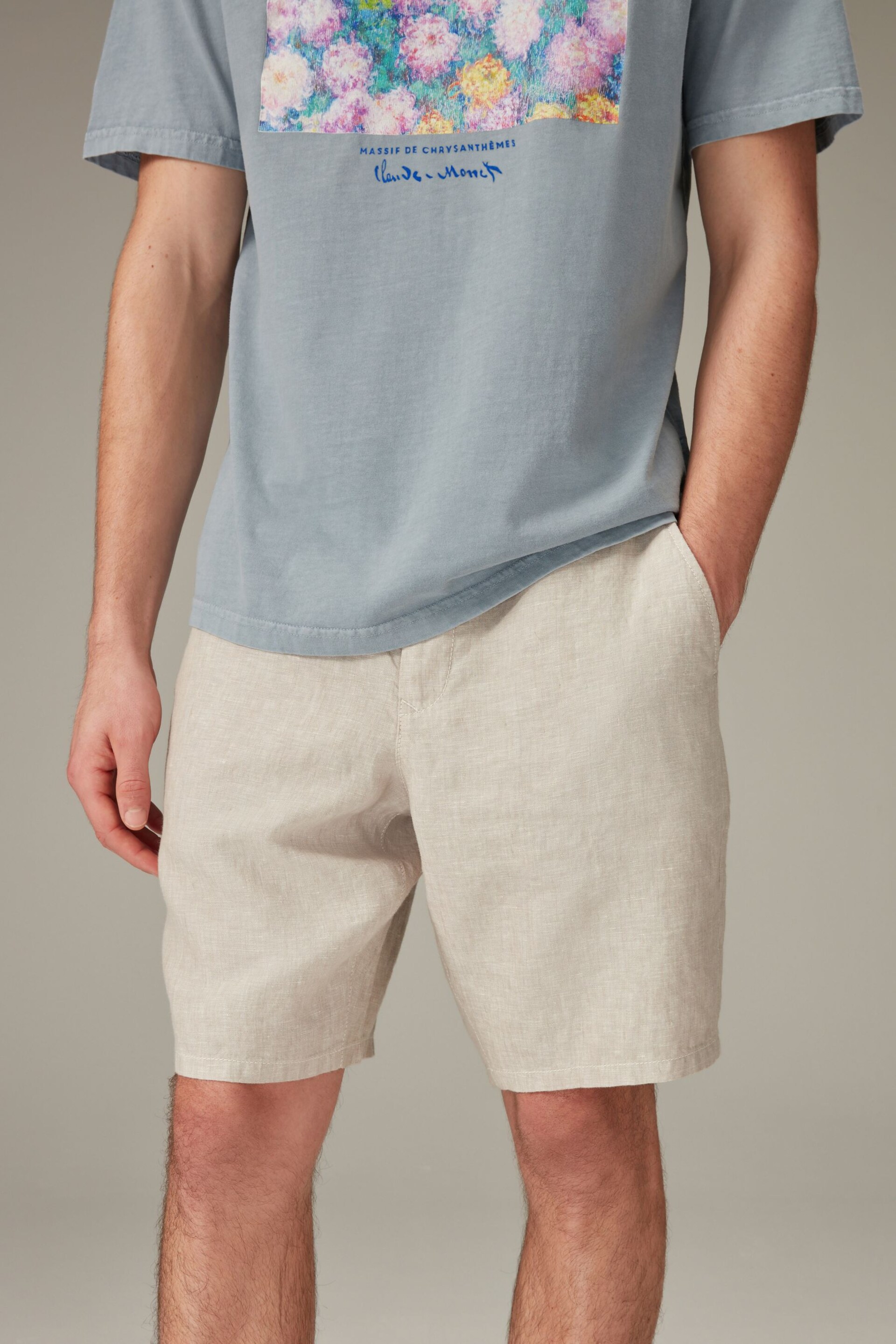 Chalk White Signature Linen Shorts - Image 1 of 10