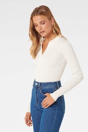 Forever New White Piper Crochet Polo Knit Top - Image 4 of 5