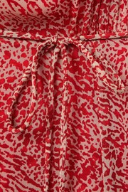Reiss Red Olivia Printed Belted Midi Dress - Image 6 of 7