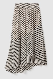 Reiss Black/Cream Dani Striped Panelled Midi Skirt - Image 2 of 4