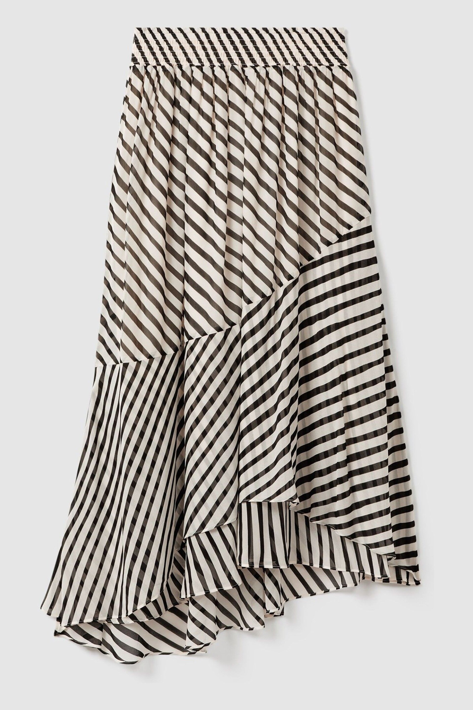 Reiss Black/Cream Dani Striped Panelled Midi Skirt - Image 2 of 4