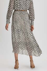 Reiss Black/Cream Dani Striped Panelled Midi Skirt - Image 3 of 4