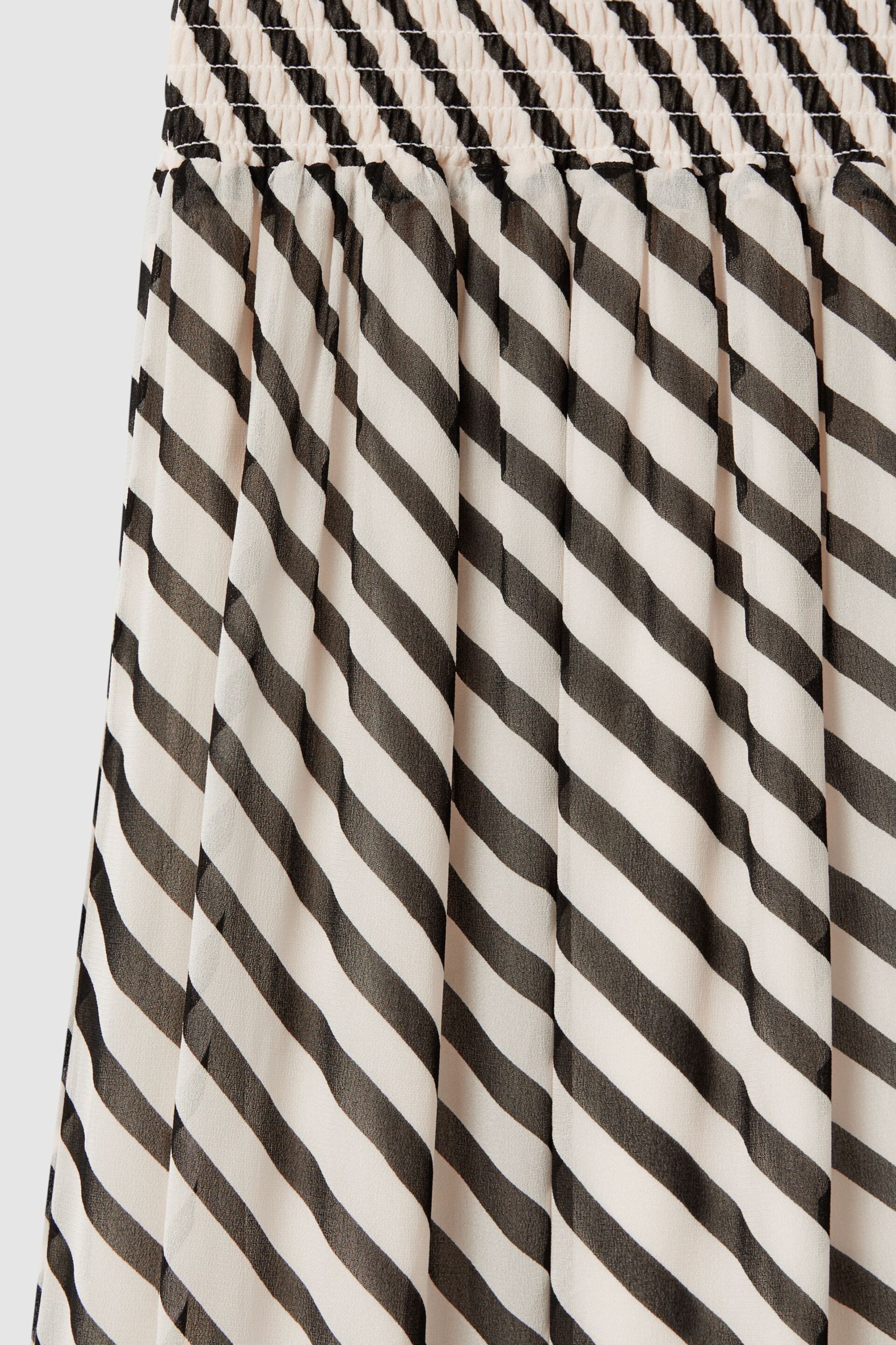 Reiss Black/Cream Dani Striped Panelled Midi Skirt - Image 4 of 4