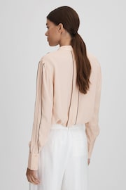 Reiss Nude Mia Contrast Trim Ruffle Blouse - Image 5 of 6