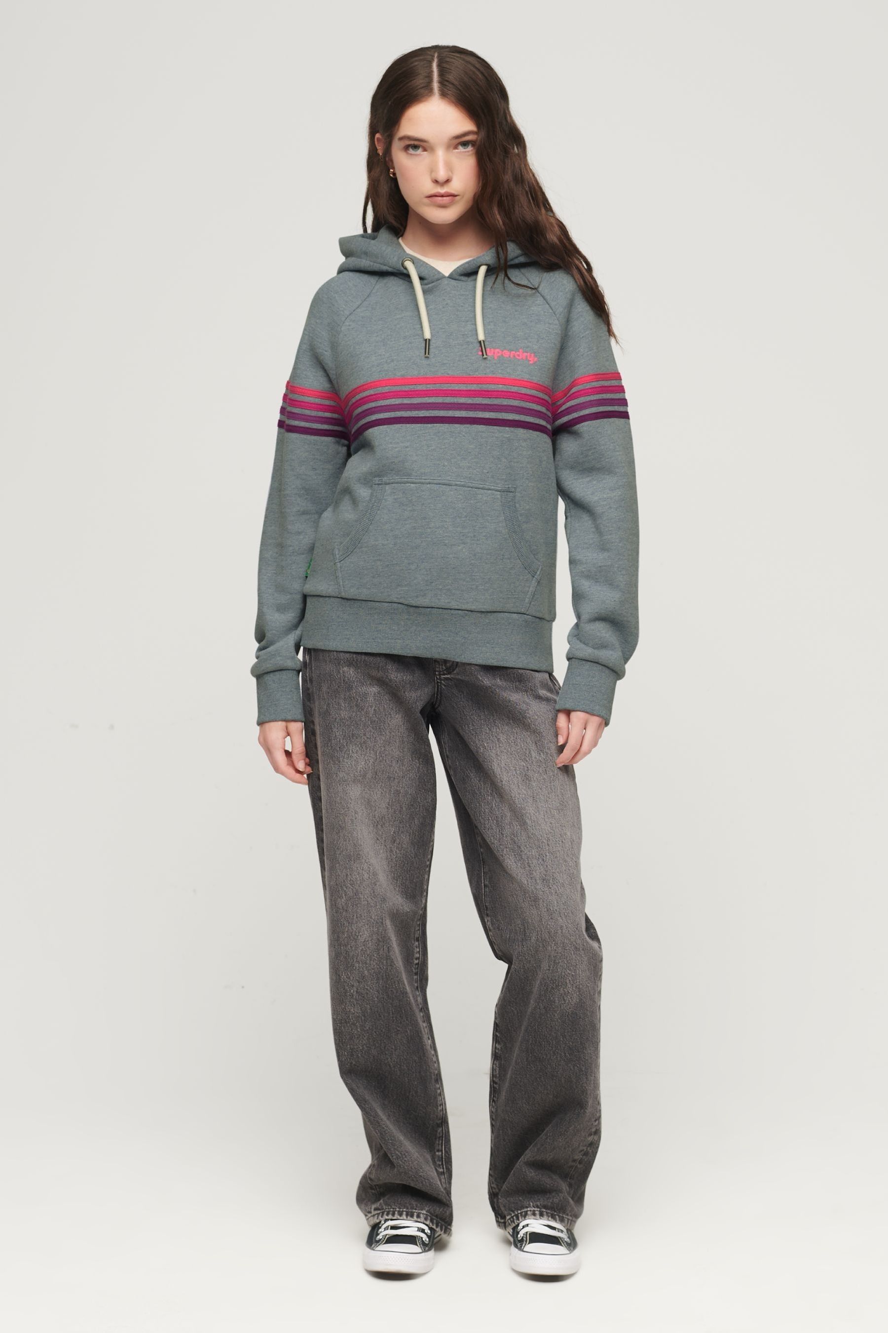 Superdry grey rainbow hoodie on sale
