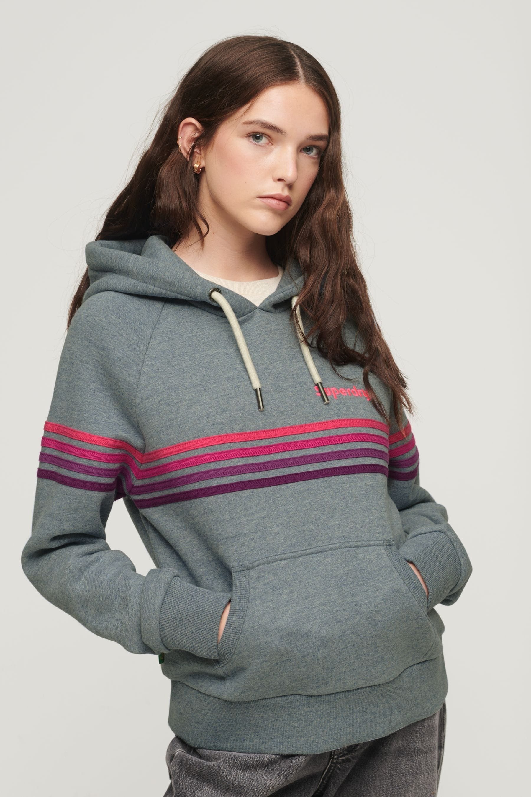 Buy Superdry Grey Rainbow Stripe Logo Hoodie from Next USA
