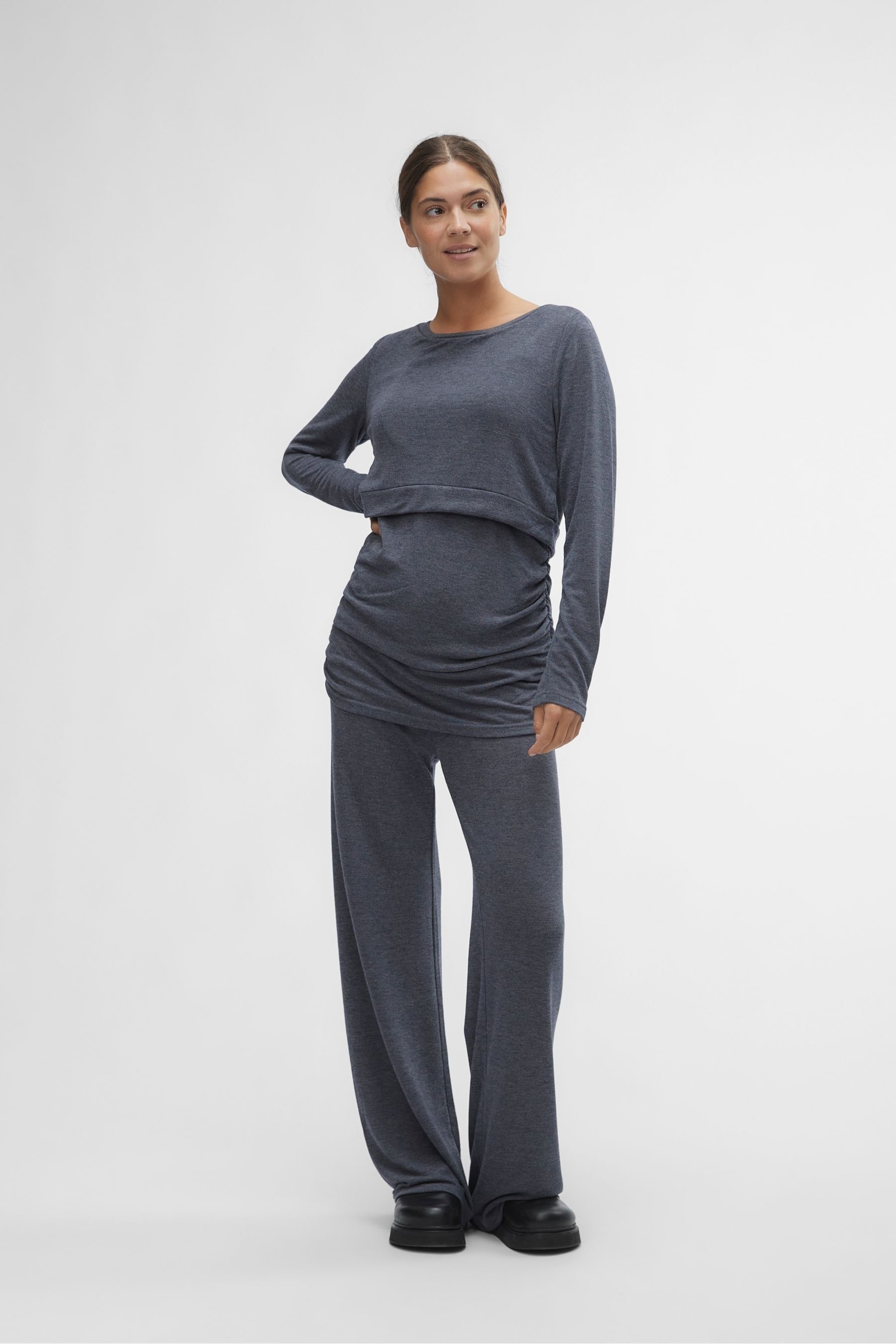 Mamalicious Grey Maternity Lightweight Knitted Jumper With Nursing Function - Image 4 of 6