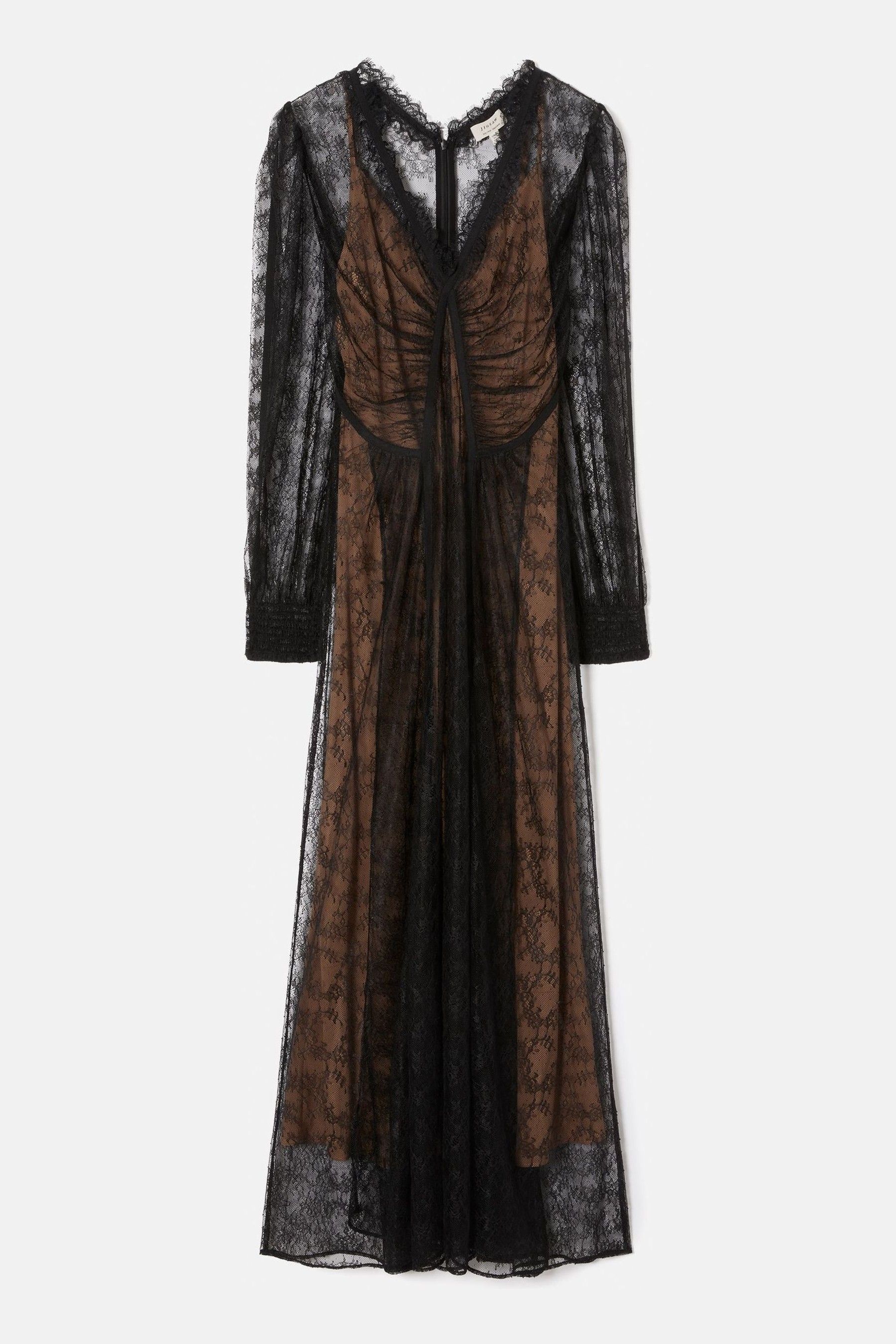 Buy Jigsaw Gathered Scalloped Lace Black Dress from Next Germany