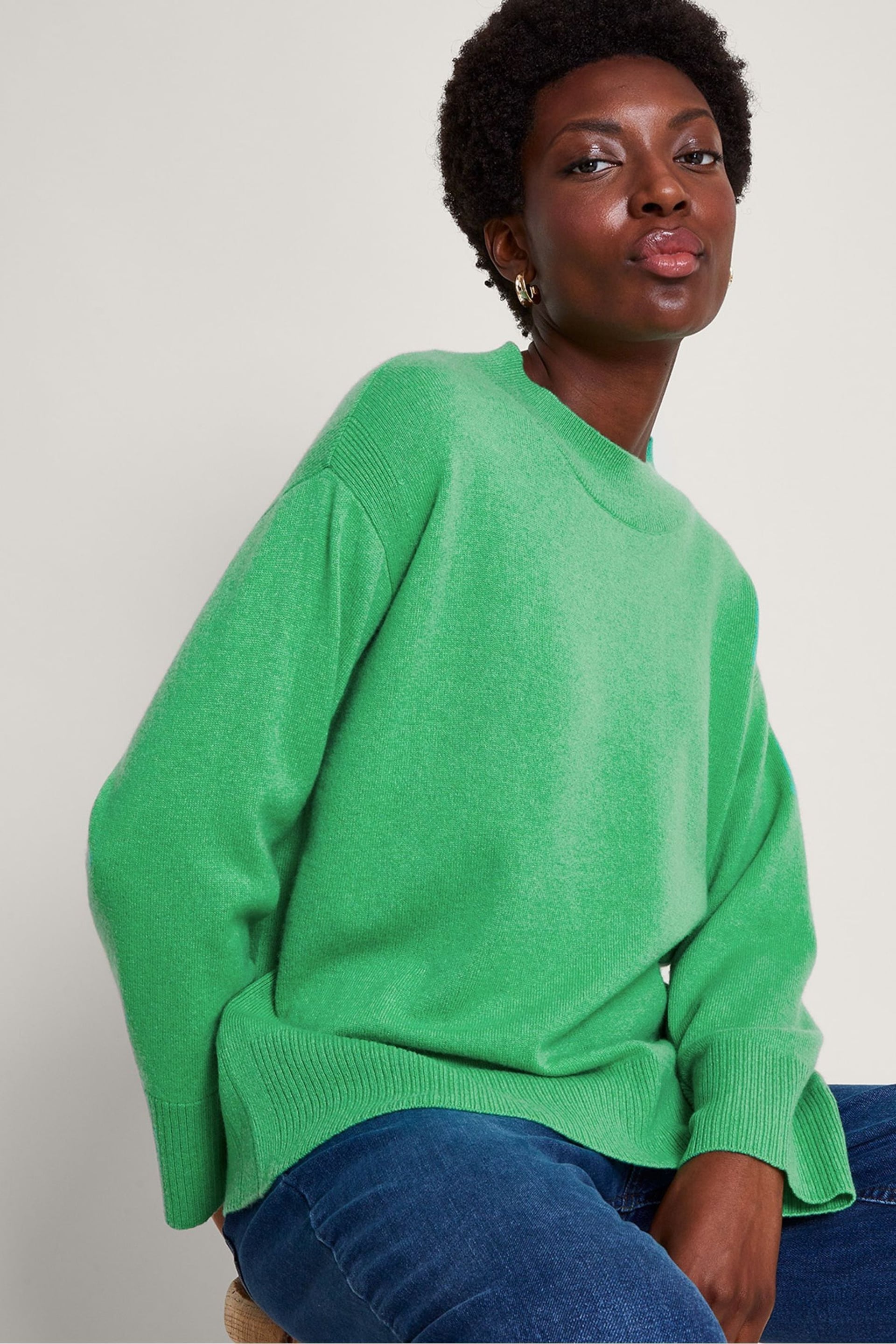 Monsoon Green Claire Cashmere Jumper - Image 1 of 5