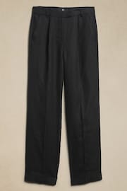 Banana Republic Black Lina Straight Linen Trousers - Image 5 of 5