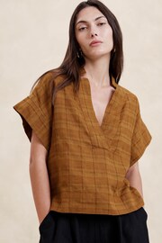 Banana Republic Brown Laurel Linen Cotton Top - Image 1 of 1