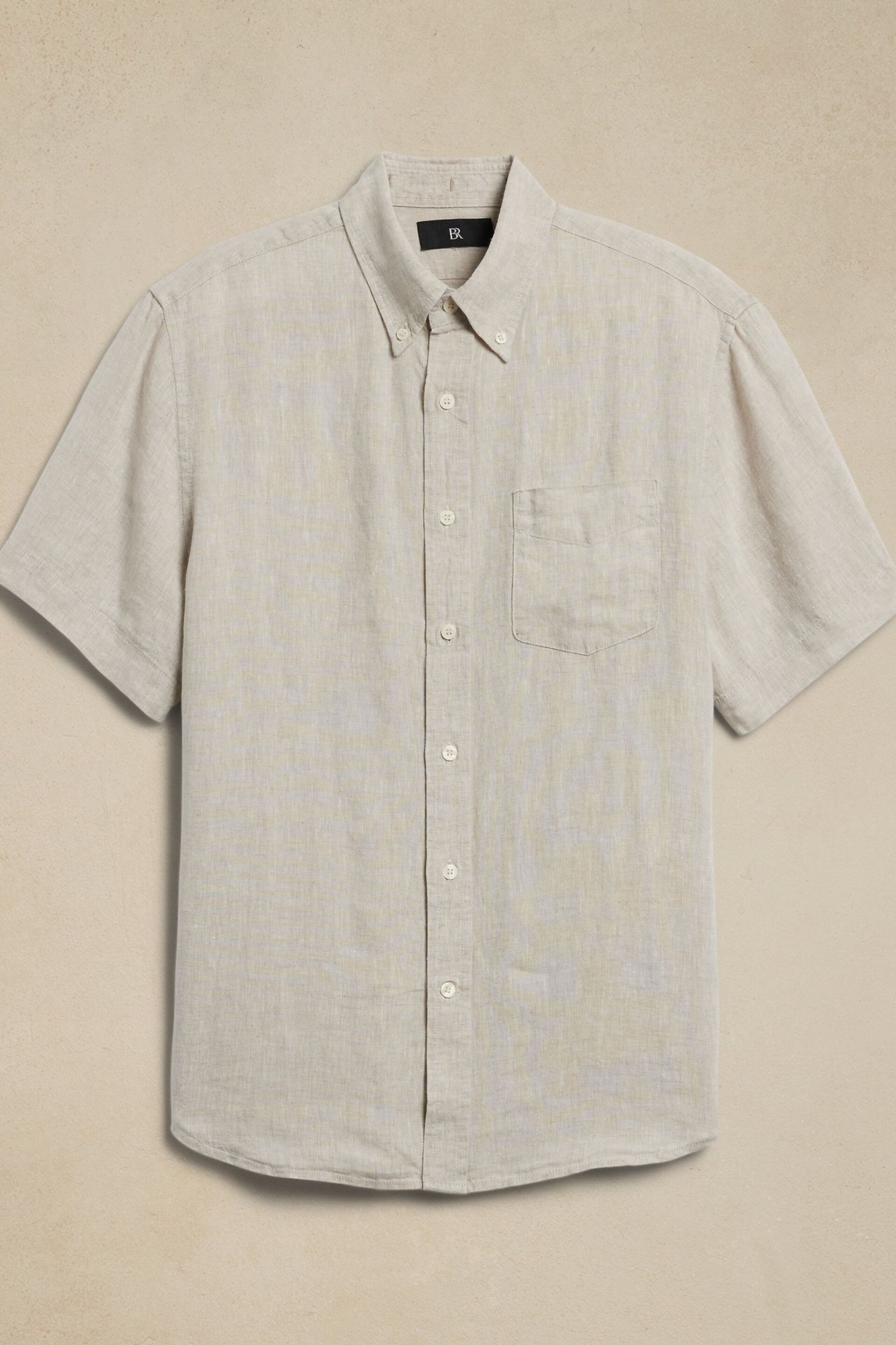 Banana Republic Natural Castelletto Linen Short Sleeve Shirt - Image 4 of 4