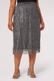 Apricot Silver Plisse Midi Skirt - Image 1 of 4