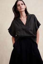 Banana Republic Black Laurel Linen Cotton Top - Image 1 of 4