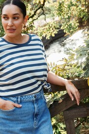 FatFace Blue Natalie Stripe T-Shirt - Image 1 of 6