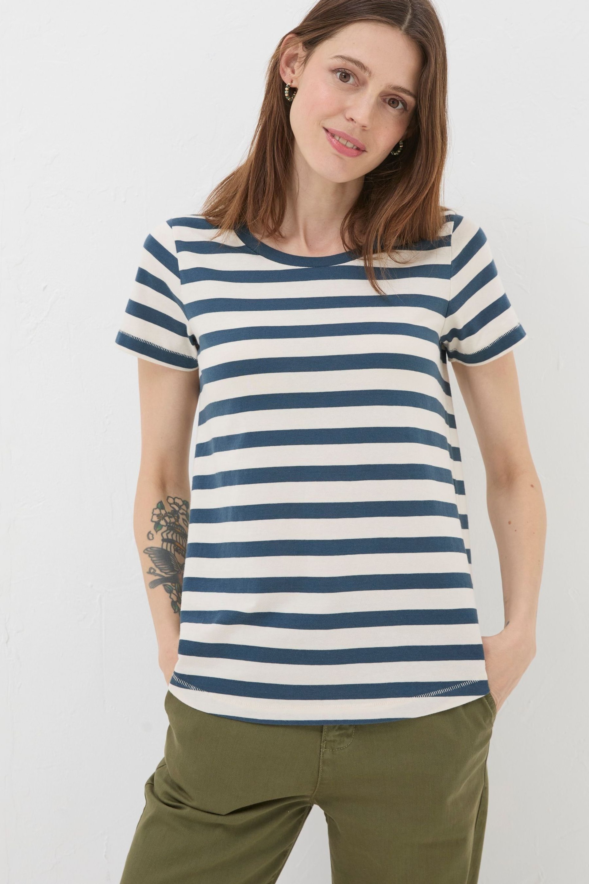 FatFace Blue Natalie Stripe T-Shirt - Image 2 of 6