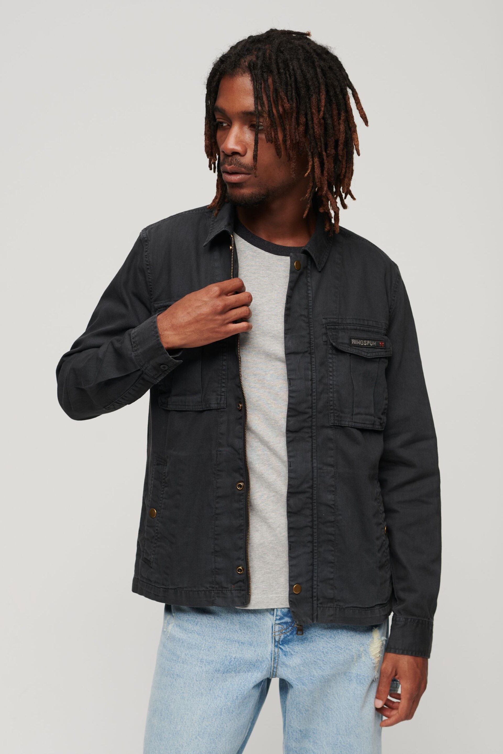 Superdry Black x Ringspun Kowloon Overshirt - Image 1 of 3