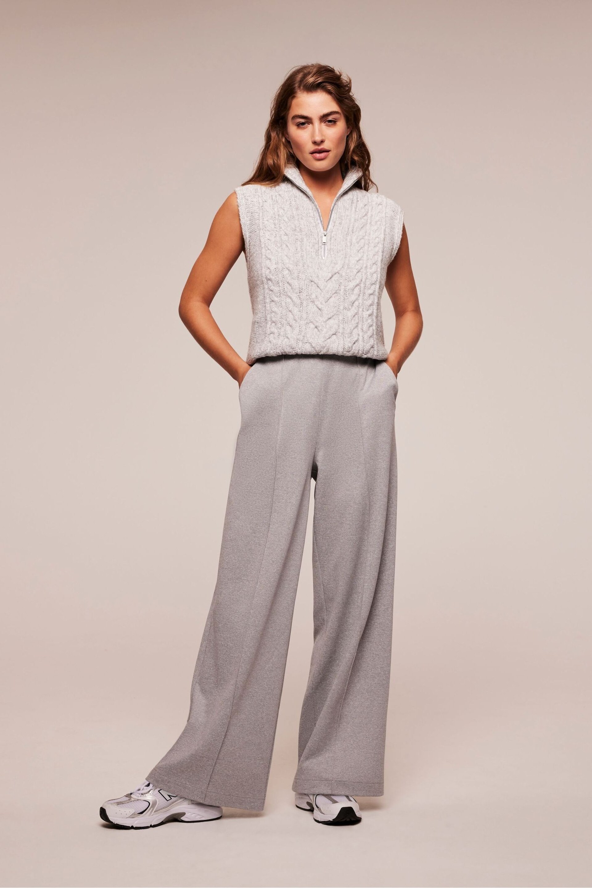 Mint Velvet Grey Wide Leg Trousers - Image 1 of 4