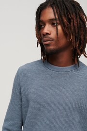 Superdry Blue Textured Crew Knit Jumper - Image 3 of 3