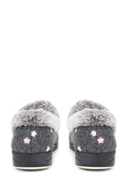 Pavers Grey Floral Faux Fur Slippers - Image 3 of 5