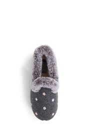 Pavers Grey Floral Faux Fur Slippers - Image 4 of 5