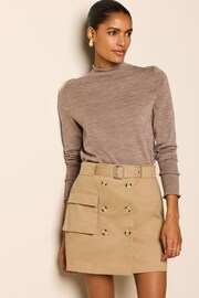 Brown Belted Mini Skirt - Image 1 of 6